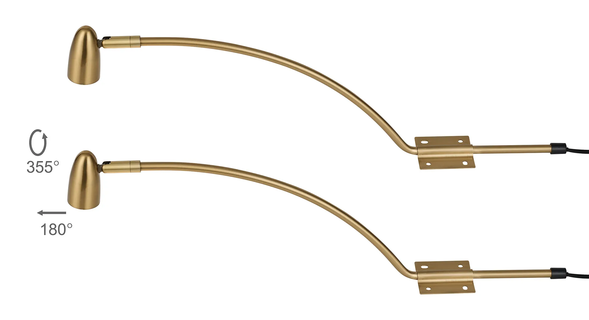 D1045BR  Lex (Set Of 2) Type A Over Cabinet 1 Light GU10 With Adjustable Head And 2m Cable (No Plug) Brass